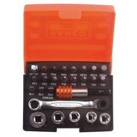   Set biți BAHCO 1/4", cu chei tubulare, clichet și convertor, ambalaj blister 26 bucăți