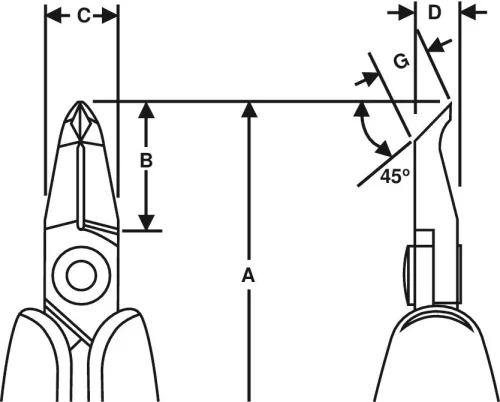 Clește cu vârf LINDSTROM RX, 45°, 143/0,2-0,8 mm