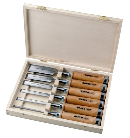 Set de dălți pentru lemn BAHCO, 6 piese (6-32 mm) cu mâner din lemn