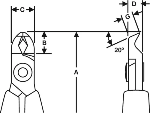 Clește cu vârf LINDSTROM 20°, ESD-D, 110/0,2-1,2 mm