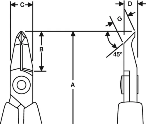 Clește cu vârf LINDSTROM 45°, cap lung ESD-D, 117,5/0,2-1,0 mm