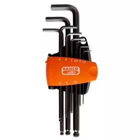   Set chei hexagonale cu cap sferic BAHCO, îndoite, metrice, 9 piese, cu magnet