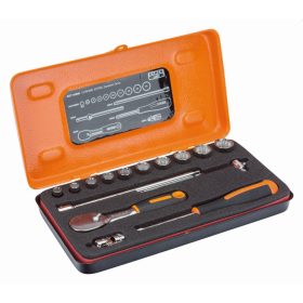   Set chei tubulare BAHCO de 1/4" în cutie metalică, metrice, 15 bucăți