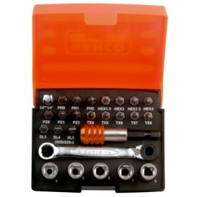   Set de biți BAHCO de 1/4" mici, cu chei tubulare, clichet și convertor, 26 de bucăți