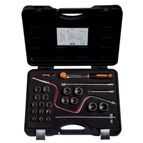   Set chei tubulare BAHCO de 1/2", profil bi-hexagonal, 25 de bucăți