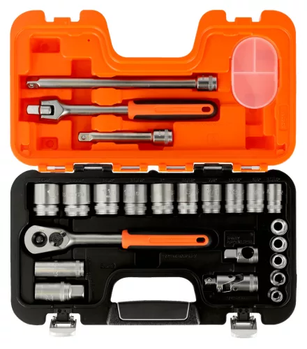 Set chei tubulare BAHCO 1/2" 23 piese, dimensiuni în inci