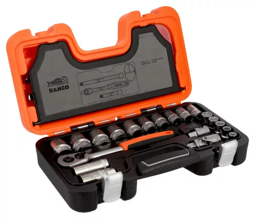 Set chei tubulare BAHCO 1/2" 23 piese, dimensiuni în inci