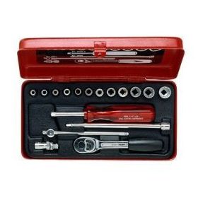   Set chei tubulare BAHCO de 1/4" în cutie metalică, 17 bucăți