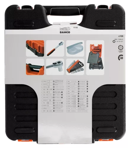 Set chei tubulare BAHCO 1/2"+1/4", 108 bucăți