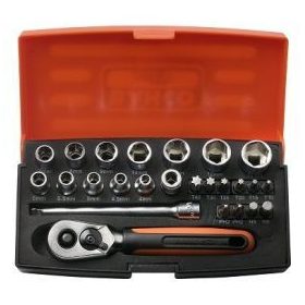   Set chei tubulare BAHCO, 1/4", ambalaj blister, 25 bucăți