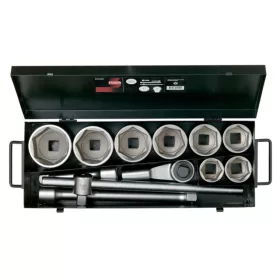   Set chei tubulare BAHCO de 1", în cutie metalică, dimensiuni metrice, 12 bucăți. 46-80 mm