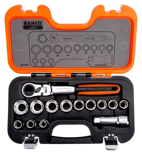 Set chei tubulare BAHCO, 10-24 mm, 14 piese Multihead-TRIPLEplus®