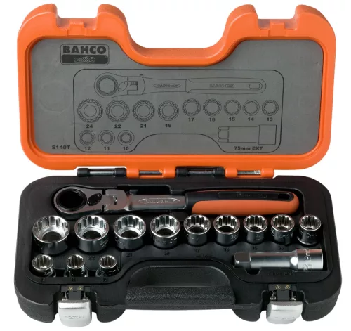 Set chei tubulare BAHCO, 10-24 mm, 14 piese Multihead-TRIPLEplus®