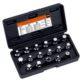   Set chei tubulare pentru dopuri de golire ulei BAHCO 3/8", 17 bucăți