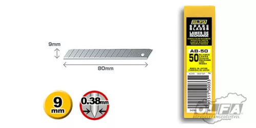 OLFA AB-50 Standard tartalékpenge, 9 mm (50 db)