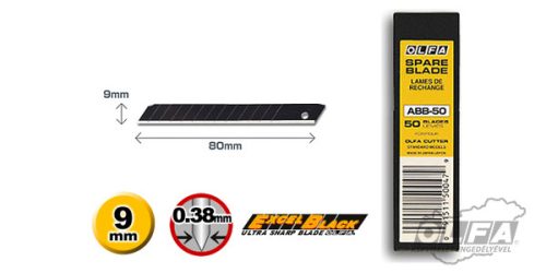 OLFA ABB-50 Standard tartalékpenge, 9 mm (50 db)