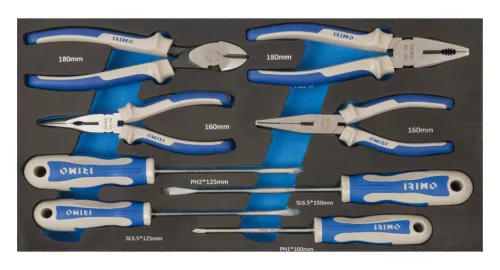 IRIMO Fém gurulós szerszámosláda szerszámokkal, 3 fiókkal +1db rekesz, 720x320x520 mm (96 részes)