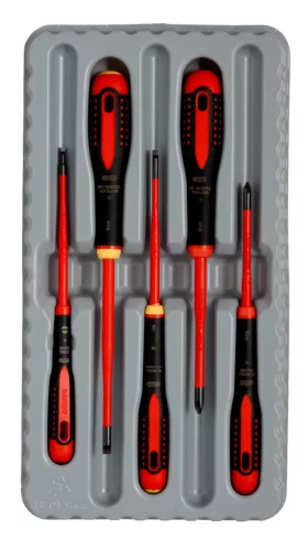 Set de șurubelnițe subțiri izolate BAHCO ERGO™, cu cap plat (5 piese)