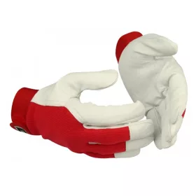   Mănuși de protecție din piele de capră, cu velcro, dos roșu pe mână 9