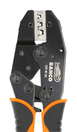 BAHCO Racsnis krimpelő fogó nyitott dugaszoló csatlakozókhoz, 0,5-6 mm2 (érvéghüvely prés)