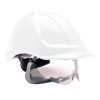 Cască de protecție PORTWEST combinată cu ochelari de protecție, utilizare: 7 ani de la fabricație, ALBĂ