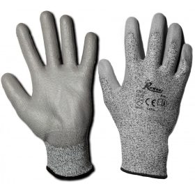  Vágásbiztos védőkesztyű PU tenyérmártott Cut 5, Szín: szürke, Méret: L/9