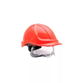   PORTWEST Védősisak védőszemüveggel kombinált, használható: 7 év gyártástól, piros