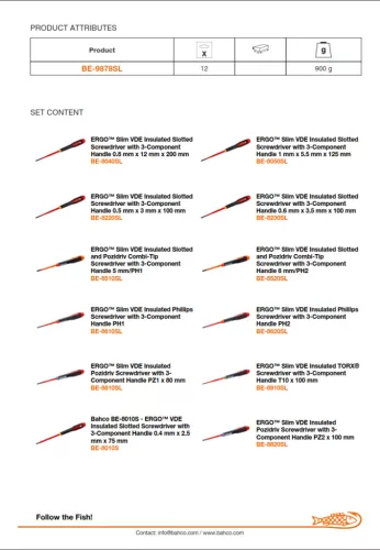 Set șurubelnițe izolate BAHCO ERGO™ (12 piese)