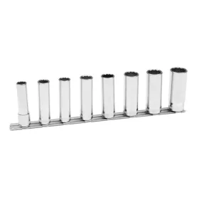   Set chei tubulare prelungite BAHCO de 3/8" pe șină, bi-hexagonale, 8 piese