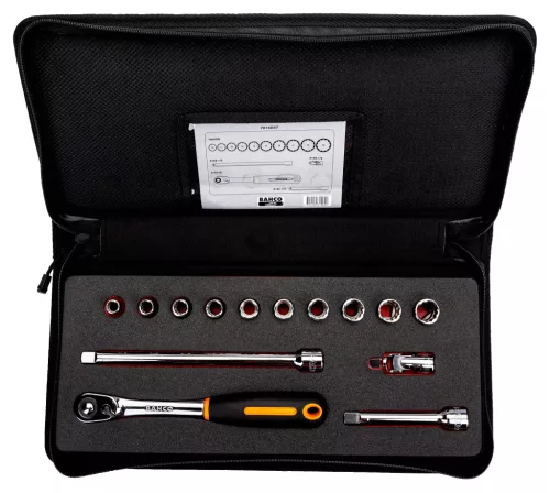 Set chei tubulare BAHCO 1/2", 14 bucăți în geantă textilă