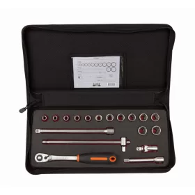   Set chei tubulare BAHCO 1/2", mâner în T, 18 piese în geantă textilă