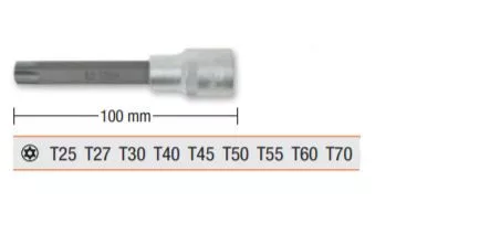 Set chei tubulare BAHCO 1/2", Torx® de siguranță, 100 mm, 9 bucăți