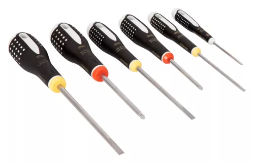 BAHCO ERGO™ rozsdamantes csavarhúzó készlet, lapos-PH (6 részes)
