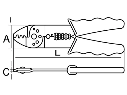 Clește de sertizare BAHCO, pentru tăiere și dezizolare, 220 mm, verde