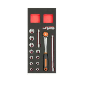  BAHCO 1/3 Szerszámszivacs modul, 1/2” dugókulcs készlet, 15 részes