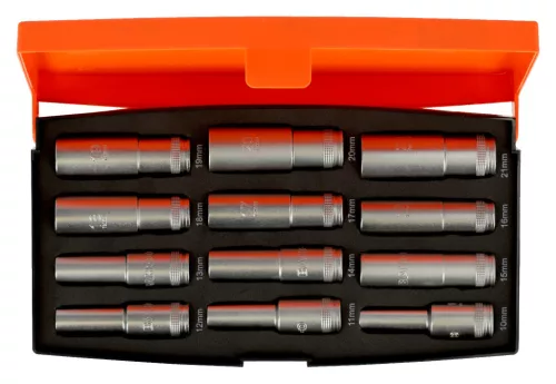 Set chei tubulare BAHCO cu lungimea de 1/2", 12 bucăți
