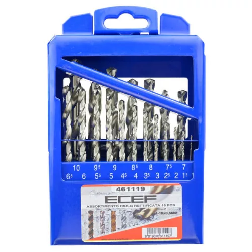 ECEF Fémcsigafúró HSS-G DIN338 készlet HSS-G, 1-10 mm 19 részes ROSE BLUE