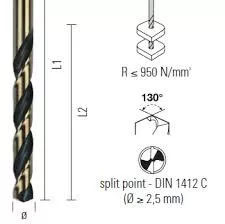 ECEF Fémcsigafúró HSS-G M2, Gold Black DIN338 650 részes display