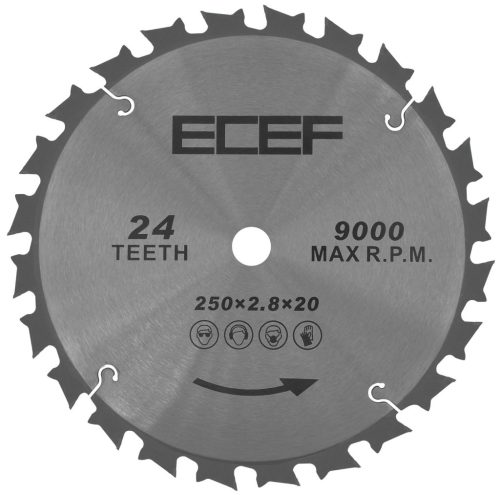 ECEF Körfűrész tárcsa, faipari, keményfémlapkás, 250x20 mm z=24