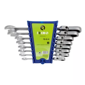   Set chei inelare cu clichet și furcă cu cap articulat IRIMO, 8-19 mm, 8 PIESE
