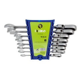   IRIMO Racsnis csillag-villás kulcs készlet, 8-19 mm, 8 RÉSZES. csuklós fejű