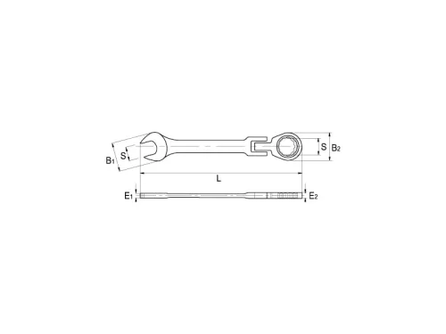 Cheie inelară cu clichet IRIMO cu cap articulat, 17 mm