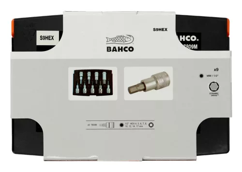 Set chei tubulare Allen BAHCO, 1/2", scurte, 9 piese
