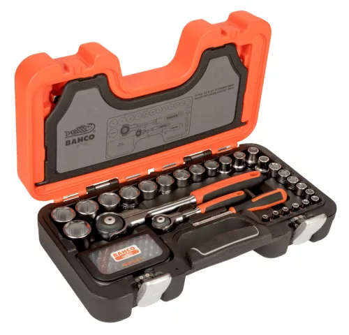 Set chei tubulare BAHCO 1/4" și 1/2" cu cap pivotant 79 piese