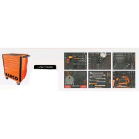 BAHCO 7 Fiókos Prémium szerszámkocsi FELTÖLTVE, 232 részes, 6 fiók feltöltéssel+ FF1A2503 + ~5015 +