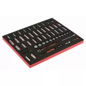  BAHCO 3/3 Szerszámösszeállítás: 1/4" + 3/8" dugókulcs& kiegészítők, 75 részes