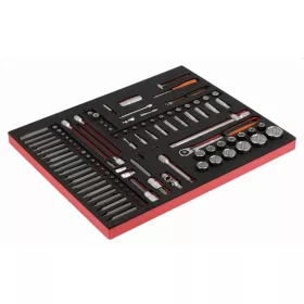   BAHCO 3/3 Szerszámösszeállítás: 1/4" + 1/2" dugókulcs, kiegészítők + Bit készlet, 105 részes