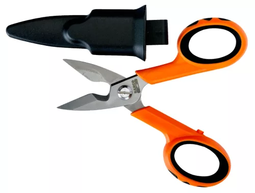 BAHCO Villanyszerelő olló, kábelvágó horonnyal, tokkal 140 mm