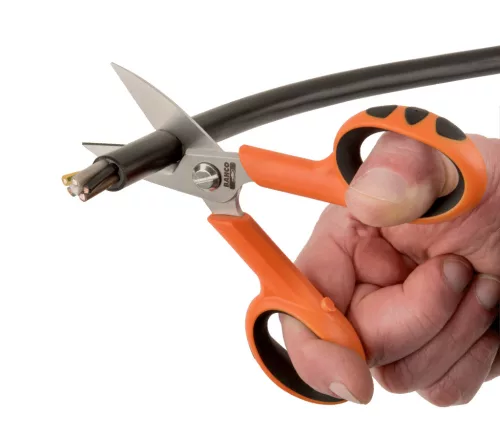 BAHCO Villanyszerelő olló, kábelvágó horonnyal, tokkal 140 mm