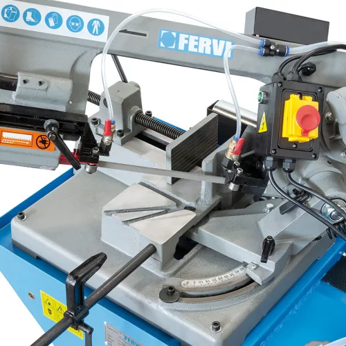 Ferăstrău cu bandă FERVI cu suport, sistem de răcire și menghină. 1735 x 13 x 0,65 mm